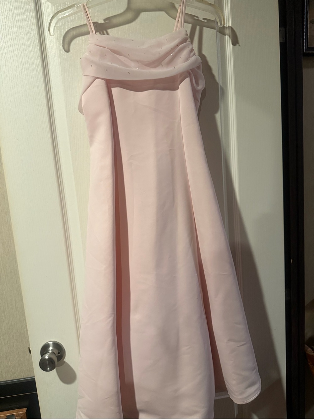 Cinderella Light Pink Spaghetti-Strap A-Line Prom Dress